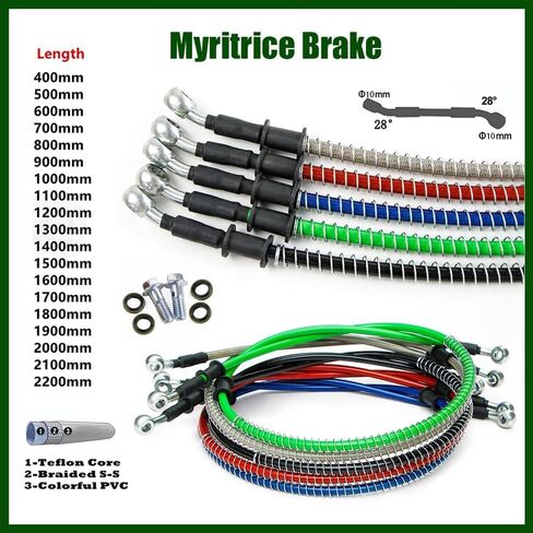10MM Motorcycle Hydraulic Braided Brake Line, Stainless Steel Brake Hose, Universal Brake Clutch Fluid Line for Motorcycle, Moped, ATV, Go-Kart and Dirt Bike (Black,180cm 70.87") in Saudi Arabia