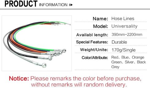 10MM Motorcycle Hydraulic Braided Brake Line, Stainless Steel Brake Hose, Universal Brake Clutch Fluid Line for Motorcycle, Moped, ATV, Go-Kart and Dirt Bike (Black,180cm 70.87") in Saudi Arabia