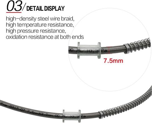 10MM Motorcycle Hydraulic Braided Brake Line, Stainless Steel Brake Hose, Universal Brake Clutch Fluid Line for Motorcycle, Moped, ATV, Go-Kart and Dirt Bike (Black,180cm 70.87") in Saudi Arabia