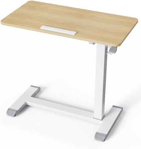 ETHU طاولة مزودة بعجلات، طاولة سرير طبية قابلة للتعديل مع صينية دوارة لطاولة إمالة 90 درجة، طاولة سرير المستشفى، مكتب كمبيوتر محمول قابل للطي بجانب السرير (جوز) in Kuwait