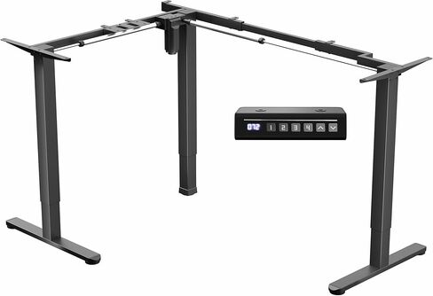 VIVO Space Efficient Electric Single Motor Height Adjustable 3-Leg Corner Standing Desk Frame, Holds up to 225 lbs, Sit Stand L-Shaped Motorized Legs Only, Black, DESK-E347B in Saudi Arabia