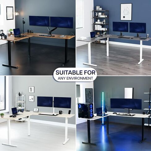 VIVO Space Efficient Electric Single Motor Height Adjustable 3-Leg Corner Standing Desk Frame, Holds up to 225 lbs, Sit Stand L-Shaped Motorized Legs Only, Black, DESK-E347B in Saudi Arabia