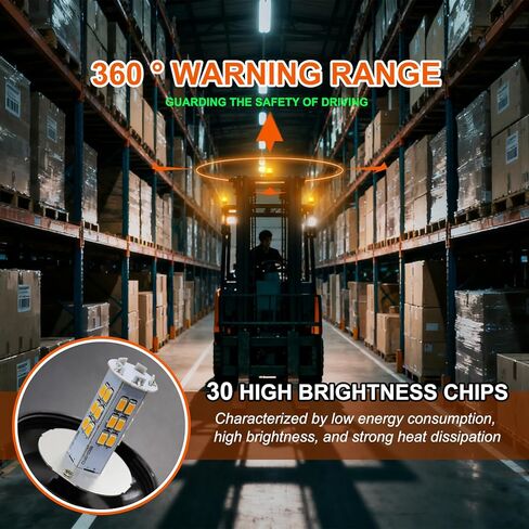 2PCS Amber Emergency Strobe Lights, 30 LED High Visibility Warning Lights with IP65 Waterproof Rating, Universal Flashing Beacon Lamp for Cars, Trucks, Vans, Tows, Tractors, ATV, Forklifts, Vehicles in Kuwait