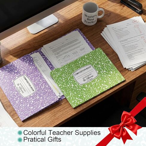 48 Pcs Decorative File Folders 1/3 Cut Tabs Thickened Paper File Folder for Documents with Colored Composition Book Patterns for School Office Home Teacher Appreciation Gift, 10.63 x 8.7 Inch in Saudi Arabia