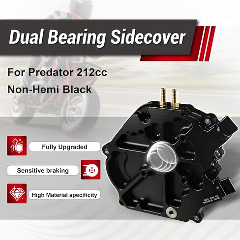 Dual Bearing Billet SideCover for Predator 212cc Non-Hemi Black in Saudi Arabia