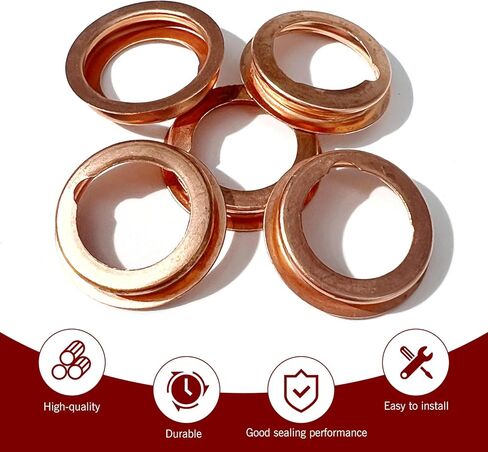 SLIMI 20 PCS M12 Oil Drain Plug Gaskets, 12mm Copper Oil Pan Drain Crush Washer Seals, Leak-proof Engine Crush Washers Replaces 11026-01M02, Compatible with Ford, Nissan, Altima, Nissan (Gold) in Saudi Arabia
