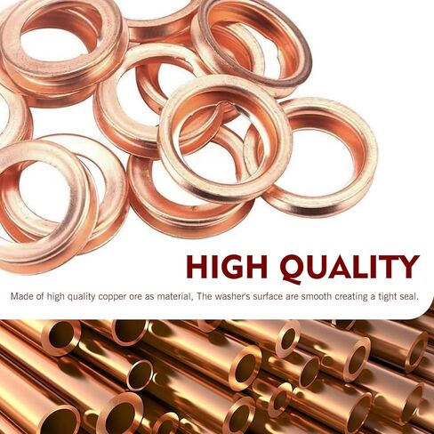 SLIMI 20 PCS M12 Oil Drain Plug Gaskets, 12mm Copper Oil Pan Drain Crush Washer Seals, Leak-proof Engine Crush Washers Replaces 11026-01M02, Compatible with Ford, Nissan, Altima, Nissan (Gold) in Saudi Arabia