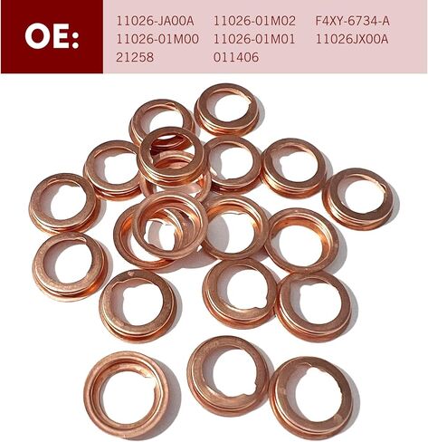 SLIMI 20 PCS M12 Oil Drain Plug Gaskets, 12mm Copper Oil Pan Drain Crush Washer Seals, Leak-proof Engine Crush Washers Replaces 11026-01M02, Compatible with Ford, Nissan, Altima, Nissan (Gold) in Saudi Arabia