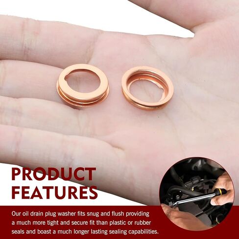 SLIMI 20 PCS M12 Oil Drain Plug Gaskets, 12mm Copper Oil Pan Drain Crush Washer Seals, Leak-proof Engine Crush Washers Replaces 11026-01M02, Compatible with Ford, Nissan, Altima, Nissan (Gold) in Saudi Arabia