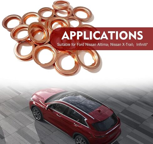 SLIMI 20 PCS M12 Oil Drain Plug Gaskets, 12mm Copper Oil Pan Drain Crush Washer Seals, Leak-proof Engine Crush Washers Replaces 11026-01M02, Compatible with Ford, Nissan, Altima, Nissan (Gold) in Saudi Arabia