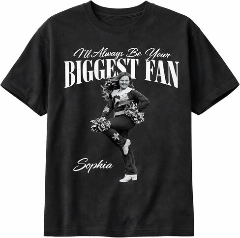 Custom Photo Shirt – “I’ll Always Be Your Biggest Fan" Personalized Graphic Tee – Unique Sport Fan Gift with Your Picture – Football & Cheer Fan Bootleg Style in Saudi Arabia