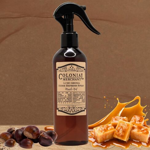 معطر الغرفة برائحة جوز القيقب | التاجر الاستعماري | رائحة الخريف والخريف كريم الكراميل والكستناء المحمص والفانيليا | 8 أونصة رذاذ ناعم | غير سامة | صنع في الولايات المتحدة الأمريكية in Kuwait
