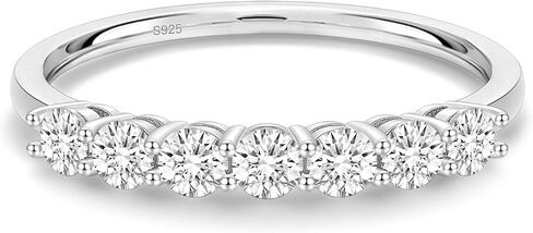 EAMTI Moissanite Wedding Bands for Women 5 Stone Eternity Bands Rings D Color VVS1 Clarity 925 Sterling Silver Anniversary Moissanite Stackable Engagement Curved Rings for Women Size 5-10 in Saudi Arabia