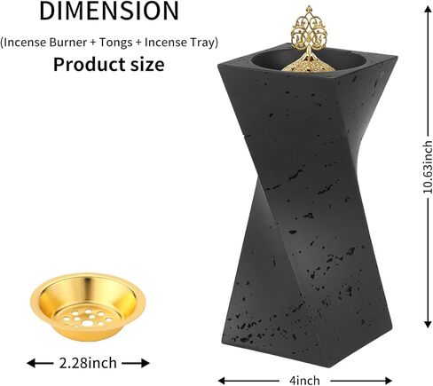 مبخرة اللبان الراتنج، مبخرة البخور، مبخرة بخور بطول 10.62 بوصة، مبخرة الفحم لليوجا، والعلاج العطري في المنتجعات الصحية، وديكور المكتب والمنزل (أسود) in Kuwait