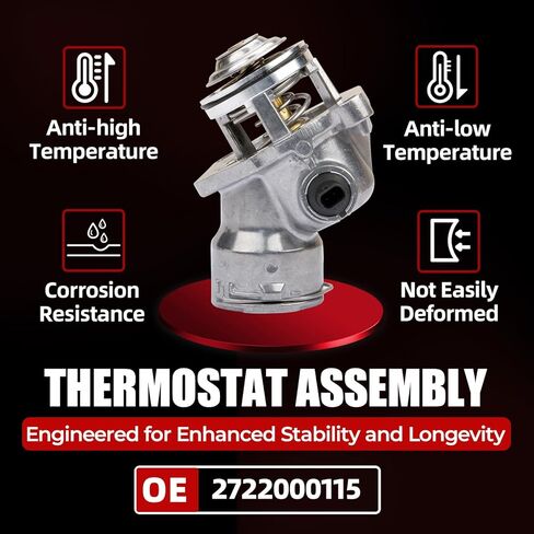 MITZONE Engine Coolant Thermostat Compatible with 2006-2013 Mercedes Benz C230 C300 C350 E280 E350 GLK350 ML350 ML450 S400 SLK300 R350 Replace 2722000115 2722000415 in Saudi Arabia
