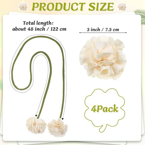 tegeme 4 قطع ستارة Tiebacks زهرة الستار Holdbacks Boho الأزهار الأقمشة Holdbacks لا الحفر DIY العلاقات الزخرفية للمنزل مكتب الجدار الشنق الحضانة غرفة نوم ديكور in Saudi Arabia