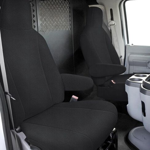 غطاء المقعد الأمامي متوافق مع مقاعد 2009-2022 Ford E150-E350 Van الأمامية ذات الظهر العالي مع أغطية مقاعد مسند الرأس المصبوبة، ملحقات وسائد غطاء السيارة المخملية الهولندية، رمادي in Saudi Arabia