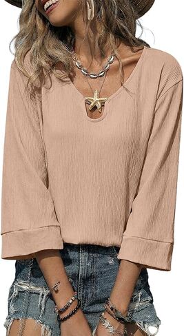 SHEWIN Women's Tops 3/4 Sleeves Business Casual Dressy Elegant Blouses Loose Shirts 2026 in Saudi Arabia