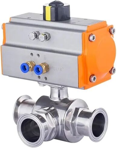 Pneumatic Three-Way Clamp Type Ball Valve O.D 19mm 25mm 32mm SS304 Quick-Loading T Type L Type 3 Way Ball Valve(304 L Type,25mm) in Saudi Arabia