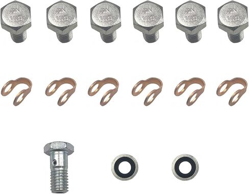 3905307 Fuel Return Line Banjo Bolt Copper Gaskets Kit W/Seal,Check Valve Compatible with Cummins Industrial 4BT, 6BT and 6CT Engines for Dodge Cummins 12V 6BT from 1989-1998 (early) 12v Engine in Kuwait