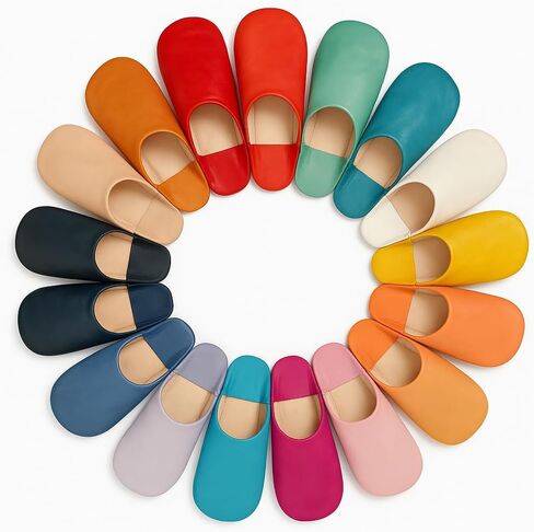 Moroccan babouche slipper, Leather slipper, Unisex Handmade Babouches slippers Dyed With Natural Color, babouche men, babouche women in Kuwait