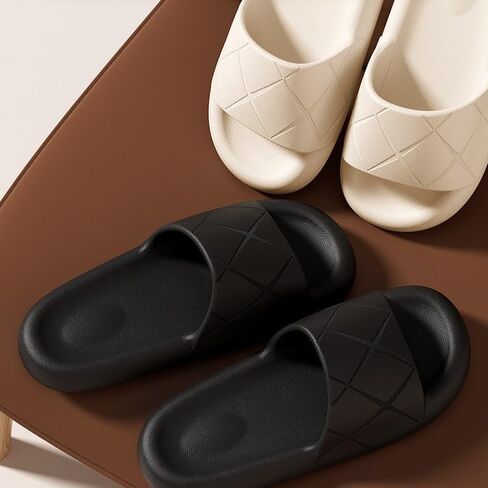 Men's Women's Soft House Slippers Thick Soles EVA Anti-Slip Bathroom Home Wear Black in Saudi Arabia