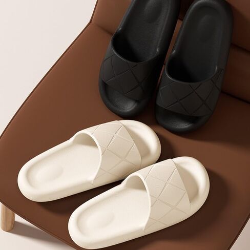 Men's Women's Soft House Slippers Thick Soles EVA Anti-Slip Bathroom Home Wear Black in Saudi Arabia