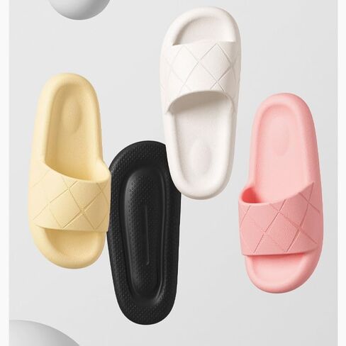Men's Women's Soft House Slippers Thick Soles EVA Anti-Slip Bathroom Home Wear Black in Saudi Arabia