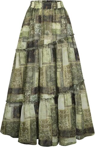 SCARLET DARKNESS Women's Boho Maxi Skirt High Waisted Chiffon Flowy Long Renaissance Skirts in Saudi Arabia