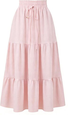 Women's Boho Skirt Ruffle Long Maxi Flowy Summer Skirts with Pockets in Saudi Arabia