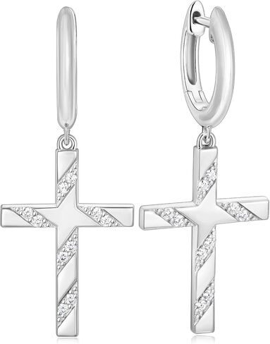 Color-D VVS1 أقراط متقاطعة مويسانيتي واضحة للنساء والرجال، أصلية من الفضة الإسترلينية عيار 925 لا تسبب الحساسية، أقراط مطلية بالذهب/الذهب الأبيض الروديوم لعيد الحب وعيد الأم in Kuwait