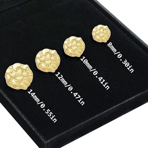 Gold Nugget Earrings for Men & Women, 18K Gold Plated Nugget Textured Stud Earrings, Classic Nugget Design Jewelry Gift, Unisex in Saudi Arabia