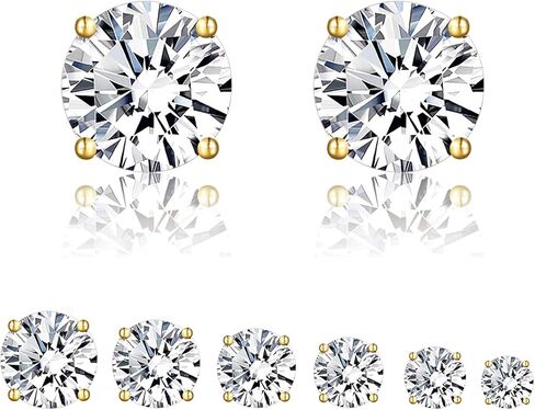 14K Yellow Gold Round Moissanite Screw back Pair Stud Earring Women, Men, unisex earrings, Great gifts in Saudi Arabia