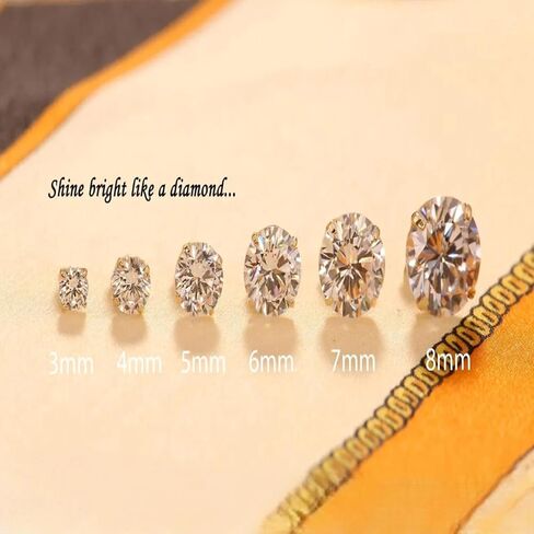 14K Yellow Gold Round Moissanite Screw back Pair Stud Earring Women, Men, unisex earrings, Great gifts in Saudi Arabia