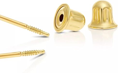 14K Yellow Gold Round Moissanite Screw back Pair Stud Earring Women, Men, unisex earrings, Great gifts in Saudi Arabia
