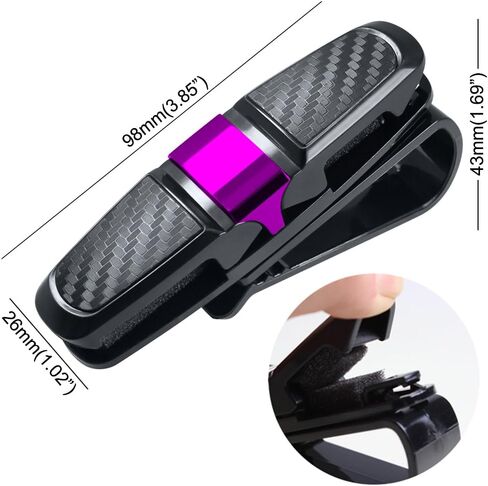 2 Pack Glasses Holders for Car Sun Visor, Sunglasses Eyeglasses Mount with Ticket Card Clip - Black + Pink in Saudi Arabia