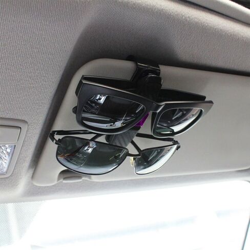2 Pack Glasses Holders for Car Sun Visor, Sunglasses Eyeglasses Mount with Ticket Card Clip - Black + Pink in Saudi Arabia