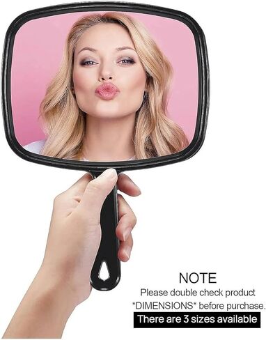 مرآة يدوية من بروتكيل، مقاس 10.3 سم طول × 7.4 سم عرض، مرآة محمولة لتصفيف الشعر مع مقبض، مربعة سوداء in Kuwait