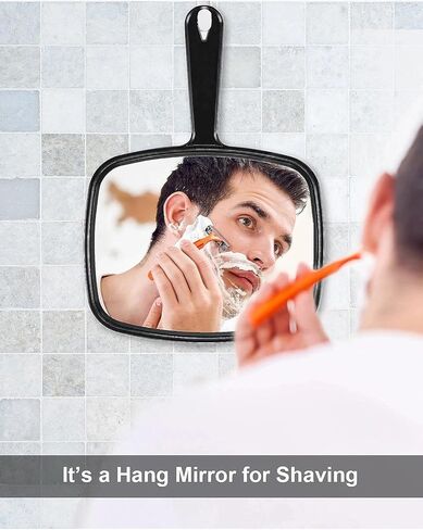 مرآة يدوية من بروتكيل، مقاس 10.3 سم طول × 7.4 سم عرض، مرآة محمولة لتصفيف الشعر مع مقبض، مربعة سوداء in Kuwait