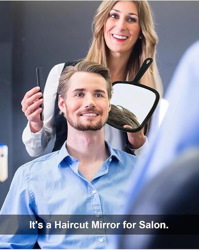 مرآة يدوية من بروتكيل، مقاس 10.3 سم طول × 7.4 سم عرض، مرآة محمولة لتصفيف الشعر مع مقبض، مربعة سوداء in Kuwait