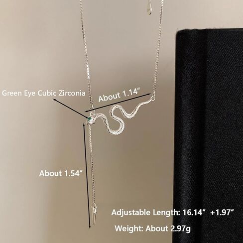Snake Necklace for Women 925 Sterling Silver Y Necklace Dainty Green Eye Cubic Zirconia Zodiac Animal Necklaces Hypoallergenic Halloween Snake Jewelry Birthday Christmas Gifts in Saudi Arabia