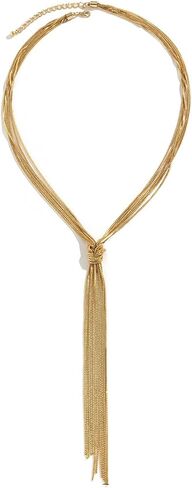 Chunky Long Knot Tassel Necklace for Women,Dainty Trendy Geometric Hip Hop Lariat Necklace,Personalized Snake Bone Chain Charm Jewelry Accessories Gift in Saudi Arabia