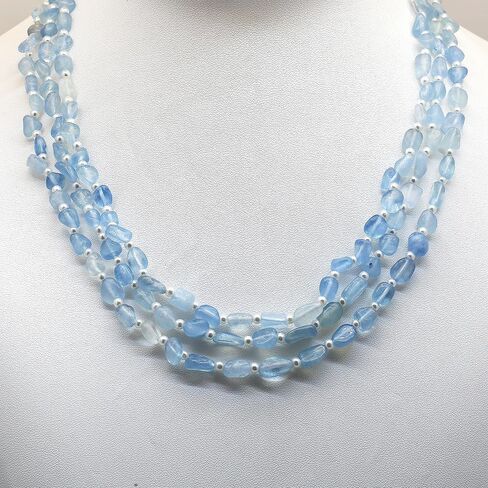 قلادة Co Co Lotus Aquamarine للنساء، قلادة حجر ميلاد مارس مصنوعة يدويًا من كوارتز الزبرجد الأزرق، هدايا عيد ميلاد للأم والأخت والزوجة in Kuwait