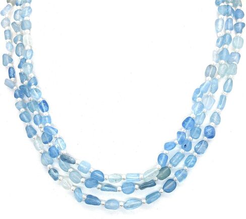 قلادة Co Co Lotus Aquamarine للنساء، قلادة حجر ميلاد مارس مصنوعة يدويًا من كوارتز الزبرجد الأزرق، هدايا عيد ميلاد للأم والأخت والزوجة in Kuwait