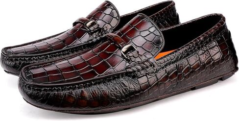 Lightweight Leather Loafers for Men, Crocodile Pattern Causel Slip on Loafers Driving Shoes in Saudi Arabia