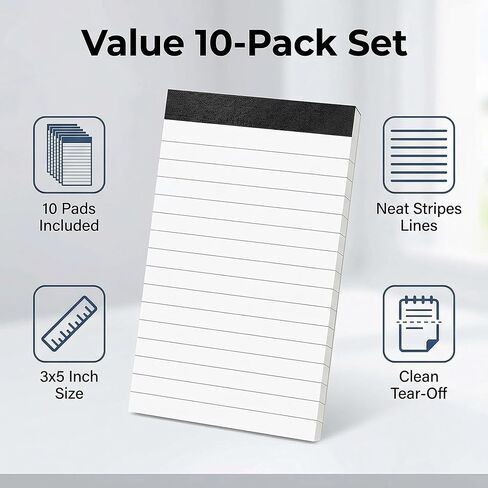 10-Pack A7 Grid Sticky Note Pads, 3x5 Pocket-Sized Tear-Off Notebooks for Office Students, Bulk Note Paper Memo Pads in Saudi Arabia