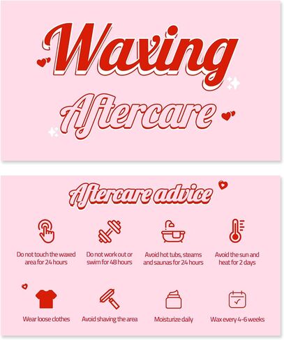 Waxing Aftercare Cards – 100 Pack 2x3.5 Inch Business Card Size, Red Waxing Aftercare Instruction Cards for Esthetician, Spa, and Waxing Salon Supplies in Saudi Arabia
