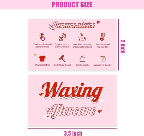 Waxing Aftercare Cards – 100 Pack 2x3.5 Inch Business Card Size, Red Waxing Aftercare Instruction Cards for Esthetician, Spa, and Waxing Salon Supplies in Saudi Arabia