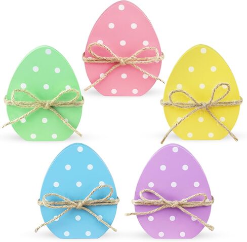 Easter Table Decorations Bunny Decor, 6 Pcs Wooden Bunny Easter Signs with Rope, Cute Rabbit for Home Tiered Tray Mantel Office Kitchen Room Tabletop Centerpiece Shelf Vase Holiday Party Spring Decor in Saudi Arabia