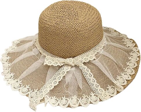 قبعات الشاطئ من القش، قبعة الشاطئ للنساء، قبعات صيفية من القش للشمس بحافة واسعة للشاطئ، قبعات للشاطئ من الشمس للنساء/البنات in Kuwait